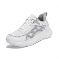 Breathable white mesh running shoes for men with thick lightweight sole and grey accents - 35 / Grayish White