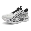 Men's breathable mesh running shoes featuring rotary buckle and white black patterns - 35 / Ink Painting