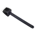 Heavy duty 3-in-1 BBQ cleaning brush with steel wire bristles, metal scraper and sponge pad - Thick Small Style / 37.5CM
