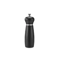 Manual matte black wooden pepper and spice grinder with adjustable silver metal knob - Piano Black 19cm