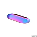 Minimalist stainless steel oval tray with rainbow holographic finish for home storage - Medium Oval Multicolor