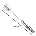 36cm semi-automatic stainless steel rotary egg whisk for kitchen baking and mixing - 14 Inch (36cm) / 14" / Silver
