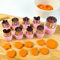 Set of pink stainless steel vegetable and fruit shape cutters with protective PP handles - 9-Piece Set / Pink