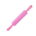Pink silicone rolling pin with ergonomic PP handles for baking and dough rolling - 47cm / Pink