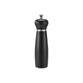 Black matte manual wooden spice grinder with adjustable silver knob - Piano Black 21cm