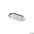 Minimalist oval stainless steel tray with a polished silver mirror finish, 17.8cm long - Small Oval Silver
