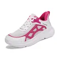 White and magenta breathable mesh men's athletic shoe with chunky lightweight sole - 35 / White Pink