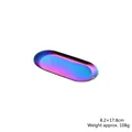 Elegant iridescent rainbow stainless steel oval tray for jewelry and home decor, 17.8cm - Small Oval Multicolor