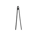 Minimalist black stainless steel BBQ tongs for steak and grilling. - Silicone Clip / Black
