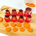 Stainless steel vegetable cutter set with red handles and various shapes for food DIY. - 8-piece Set / Red