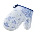 Thickened blue and white heat-resistant silicone oven mitt with anti-slip circle texture pattern - Blue