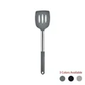 Professional grey silicone slotted spatula with stainless steel handle, 3 colors available - Slotted Spatula / Khaki