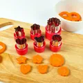 Set of stainless steel vegetable and fruit cutters with red PP hand guards for kitchen - 6-Piece Set / Red