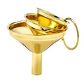 Set of 3 golden 430 stainless steel mini funnels for liquid transfer and kitchen use - Mini 3 Piece Funnel Set