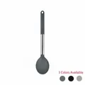 Professional dark grey silicone cooking spoon with stainless steel handle, 3 color options available - Small Soup Spoon / Khaki
