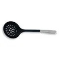 Heat-resistant black silicone slotted spoon with stainless steel handle and hanging loop - Slotted Spoon / Black