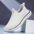 Zapatillas blancas flyknit para mujer, calzado de paseo ligero y cómodo sin cordones - Blanco