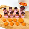 8-piece stainless steel vegetable and fruit cutter set with pink plastic hand guards - 8-piece Set / Pink