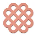 Coral pink Chinese knot style heat resistant silicone insulation mat for dining table pots - Pink