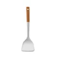 Premium white silicone cooking spatula with natural wooden handle and hanging hole - Spatula