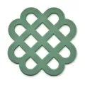 Green silicone heat resistant mat with Celtic knot lattice design for dining table - Olive Green