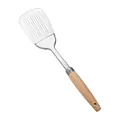 Stainless steel slotted spatula turner with ergonomic wooden handle for kitchen - Slotted Spatula