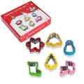 6-piece Christmas cookie cutter set with colorful silicone rims and box - Christmas Series / 6-Piece Set