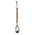 Stainless steel soup spoon with natural olive wood handle and hanging loop - Solid Spoon