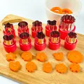 12-piece vegetable and fruit cutter set with red PP handles and stainless steel molds - 10-Piece Set / Red