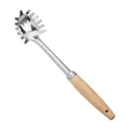 Durable stainless steel pasta server with smooth natural wooden handle for home cooking - Pasta Server