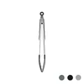 Professional grade silicone-tipped stainless steel kitchen tongs in a sleek charcoal grey - 12 Inch Food Tongs