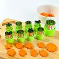 12pcs stainless steel vegetable cutter set with green protectors in heart and star shapes - 9-Piece Set / Green