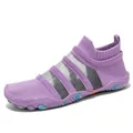 Lightweight purple water shoes with mesh panels for swimming and beach yoga activities - Purple