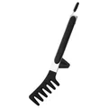 Pince à pâtes en silicone noir et acier inoxydable avec support intégré robuste - 9 Pouces Noir