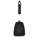 Heat-resistant black silicone kitchen turner spatula with stainless steel handle - Large Spatula (Beef Spatula)