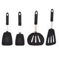 Juego de 4 espátulas de cocina de silicona y acero inoxidable, ranuradas y sólidas - Set de 4 piezas