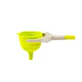 Lime green and grey handheld collapsible silicone funnel with ergonomic handle for kitchen - Medium (9cm Diameter) / Bright Green