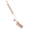 Ergonomic pink heat-resistant silicone kitchen tongs with stand feet for food and salad - 12 Inch / Khaki