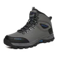 Durable high-top leather hiking shoes in grey and black with non-slip rubber soles - 39 / Gray