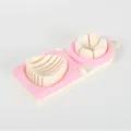 Multifunctional manual egg slicer and splitter tool in soft pink and cream colors - Pink