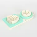 Multifunctional 2-in-1 mint green egg slicer with stainless steel wires for kitchen - Lake Green