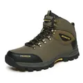 Army green high-top waterproof outdoor hiking boots with non-slip rubber soles for men - 39 / Army Green