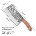 Professional heavy duty forged hammer pattern stainless steel bone cleaver with wood handle - Approx 834g Weight