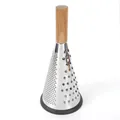 Stainless steel conical cheese grater with ergonomic wooden handle and non-slip base - 9 Inch Conical Grater