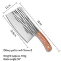 Heavy duty forged meat cleaver with wavy pattern and wood handle 31cm - Wave Pattern Bone Cleaver / Approx 592g Weight