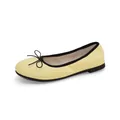 Classic yellow flat ballet shoes for women featuring black bow and trim details - 35 / Yellow