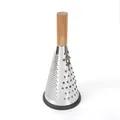 Stainless steel cone cheese grater featuring an elegant wooden handle and non-slip base - 8 Inch Conical Grater