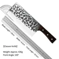Forged cleaver with hammered texture and wooden handle, 30.5cm total length. - Cleaver Slicing Knife