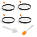 Premium 6-piece non-stick stainless steel egg ring set with oil brush and separator - Set of 6 (Specified Kit)