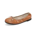Klassische braune Ballerinas für Damen mit feiner Schleife und runder Zehenkappe - Braun